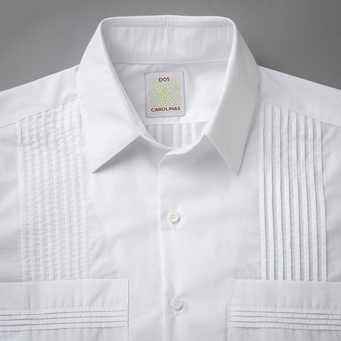 White Broadcloth Long Sleeve Guayabera DosCarolinas
