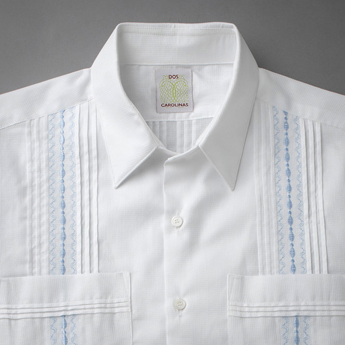 White Graph Check Pique Short Sleeve Guayabera – DosCarolinas