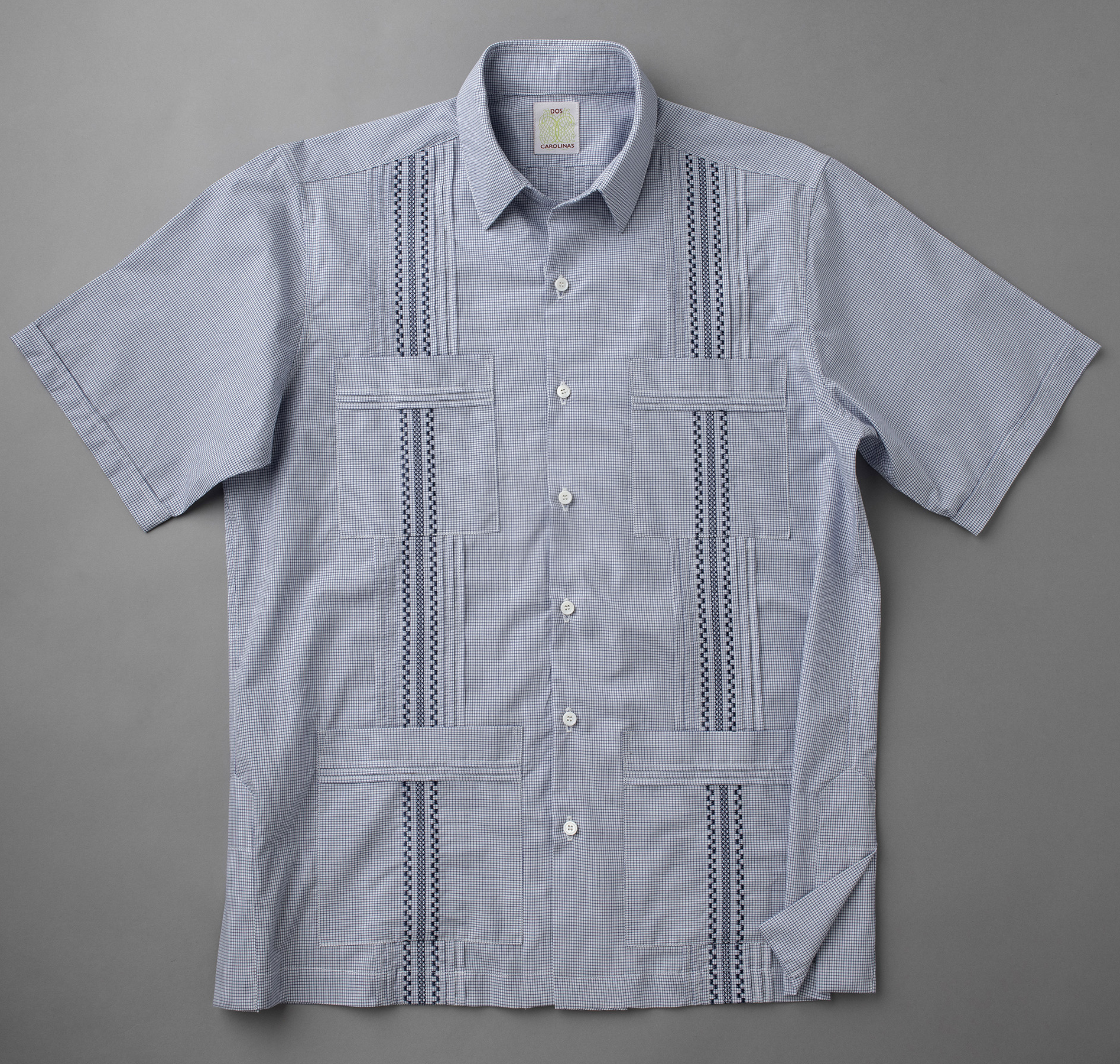 Front graph check with 4 pockets and embroidery